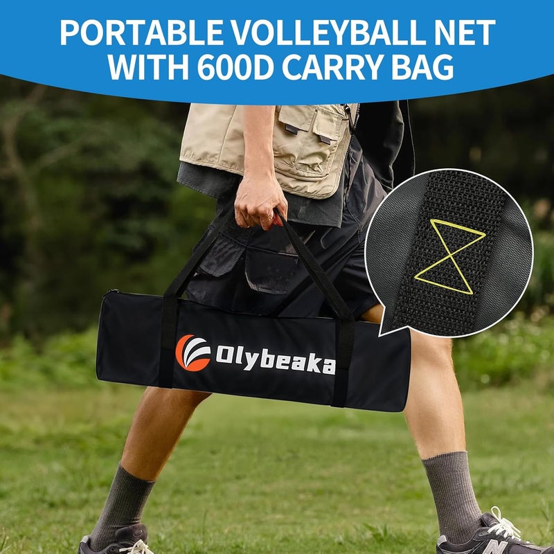 Olybeaka 20FT Outdoor Volleyball Net Set System for Backyard Beach with Anti-Sagging Net, Iron Adjustable Height Poles, Soft PU Volleyball and Pump, Carry Bag - Instant Set Up & Durable - Image 5